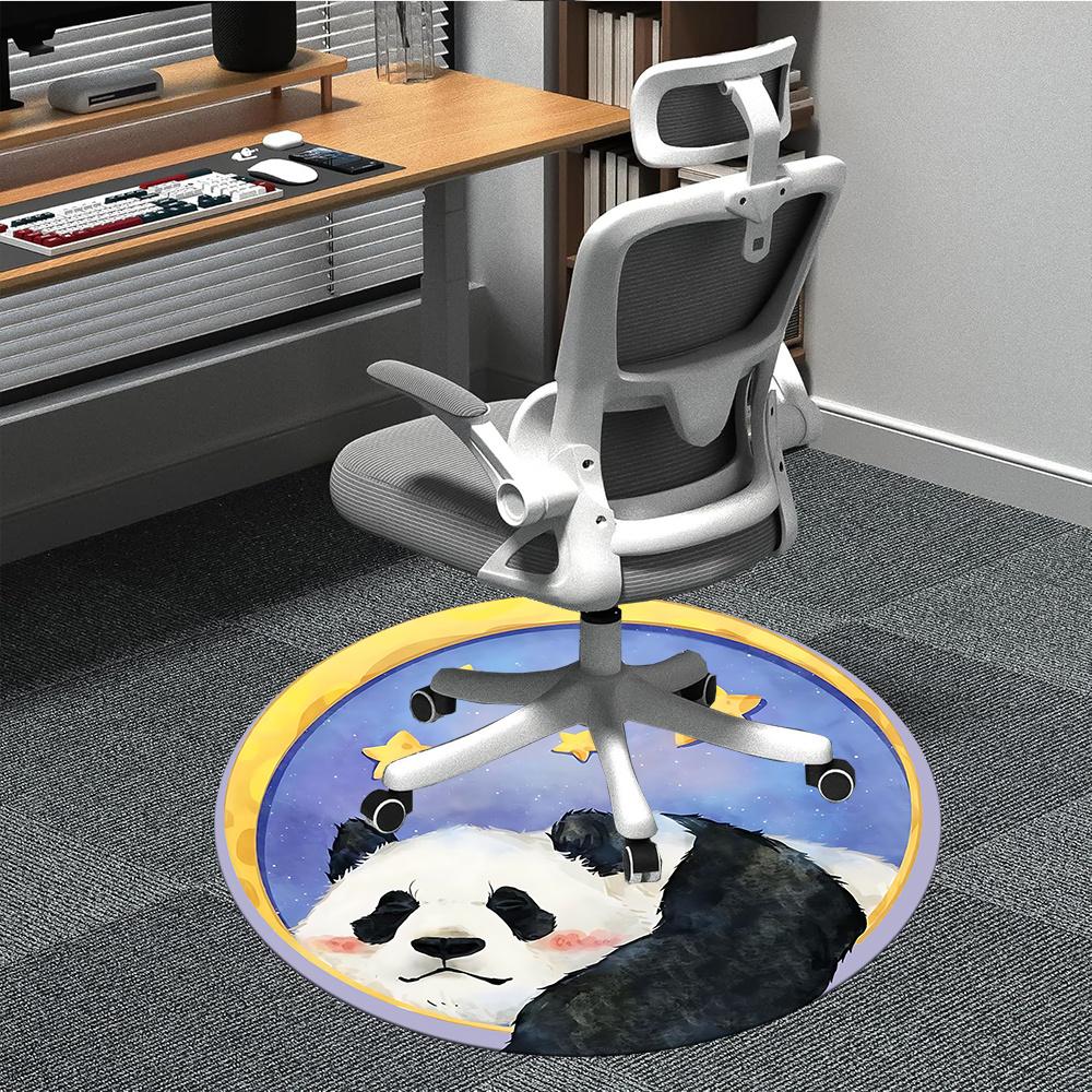 1pc Panda Moon Office Round Area Rug, Indoor Mat Suitable ForOffice, Under Office Chairs Bedroom Living Room Home Decor, Room Decot137