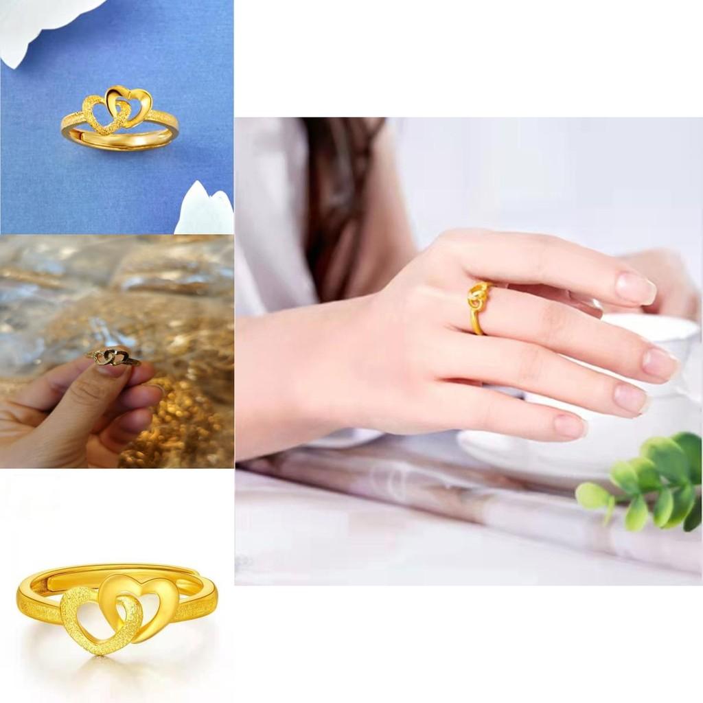 Beautifully Crafted Double Heart Ring Adjustable And Gold-plated Heart Design For Women