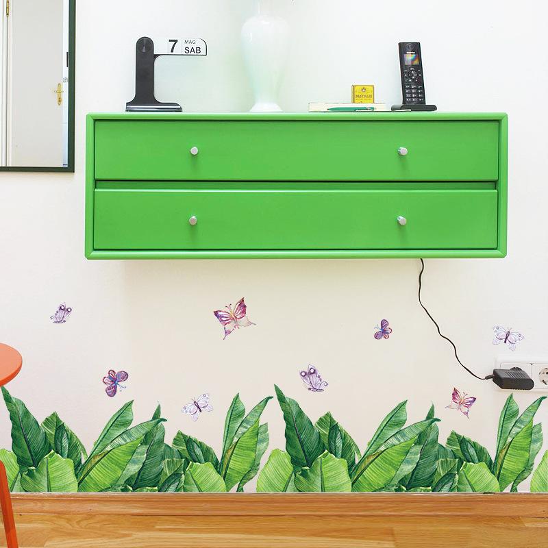 SK7201 Green Plant Skirting Board Bedroom Living Room Cabinet Entrance Hall Store Glass Window Door Cabinet Decoration Wall Sticker