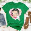 Retro Retro Süße Betty Boop Cartoon Stil Grafik T-Shirt Damen Kurzarm Betty Boop Lässig Tägliche Kleidung