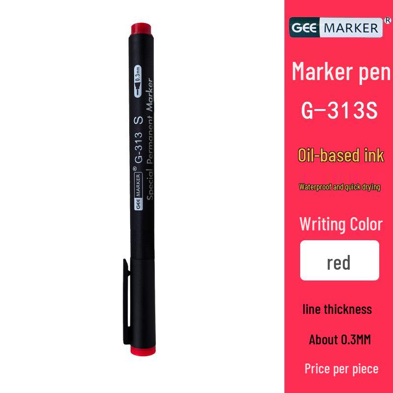 Gee Waterproof Oil-Based Marker for Optical Lenses, Glass Coating, and Waterproof Film, 0.3mm Nib