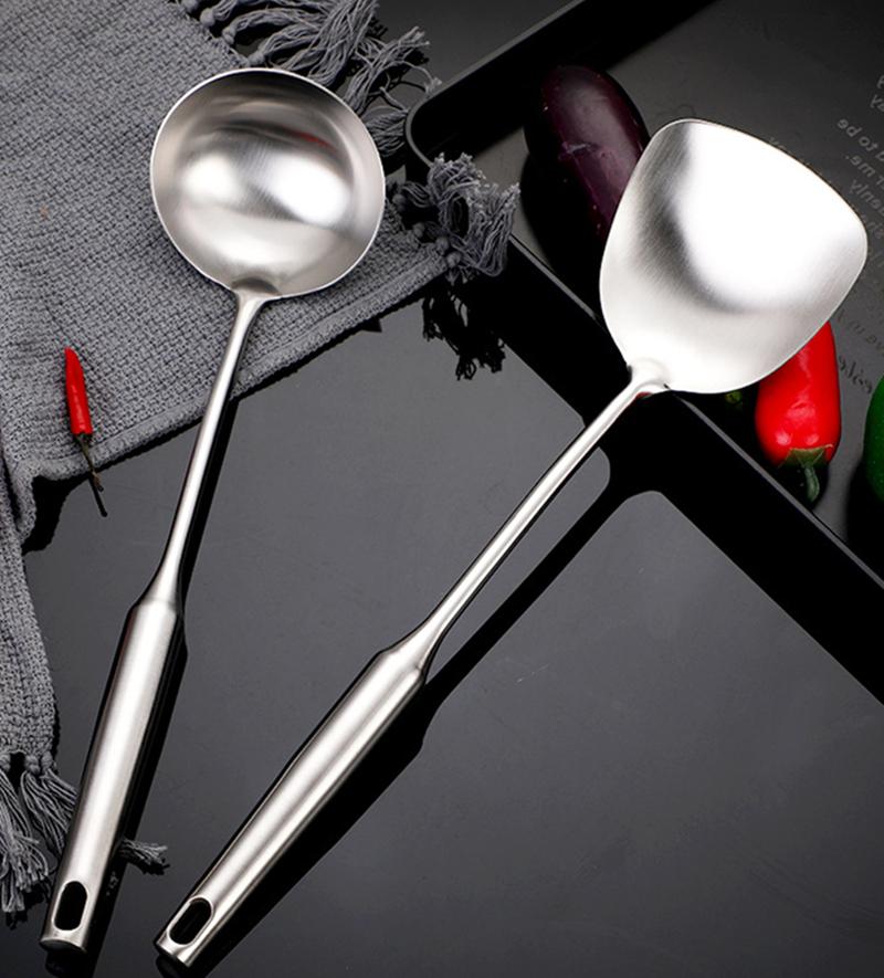 304 Stainless Steel Cooking Spatula Shovel Colander Rice Soup Spoon Thickened Anti-scald Kitchenware Cookware Accessories