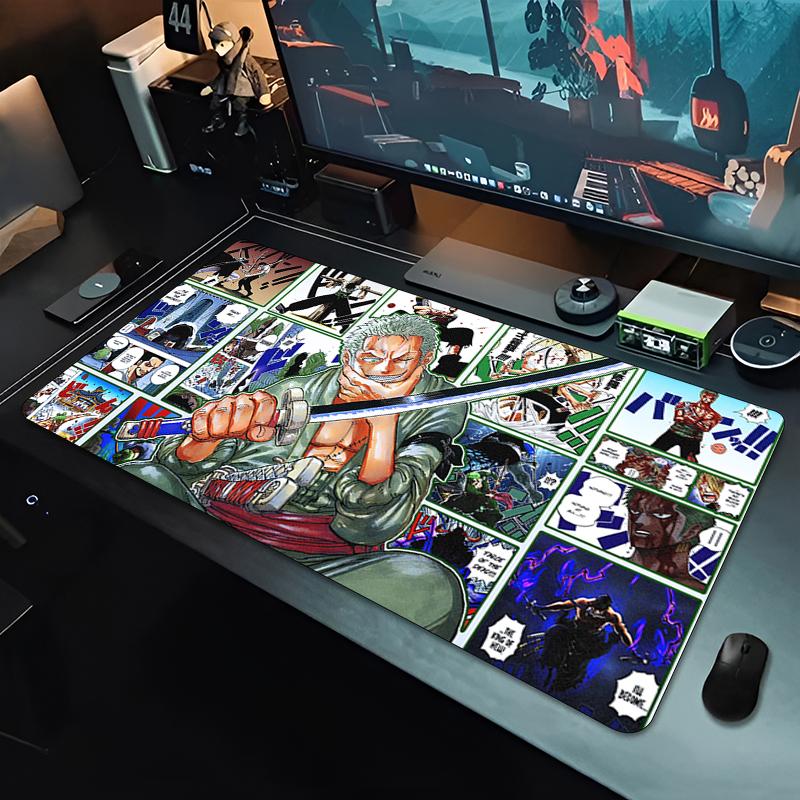 Popular Anime Mouse Pad One Piece Zoro Xxl E-sports Players Gamer Keyboard Pad Office Computer Mousepad Rubber Extended Desk Mat