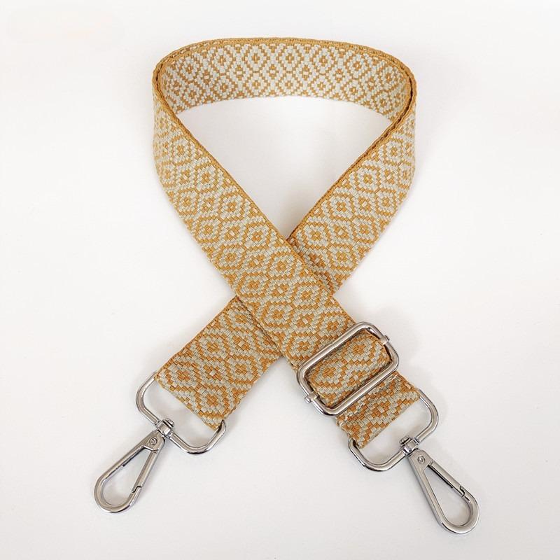 New Thickened Canvas Webbing Colored Jacquard Rhombus Adjustable Shoulder Crossbody Long Strap Women's Bag Accessories Broadband