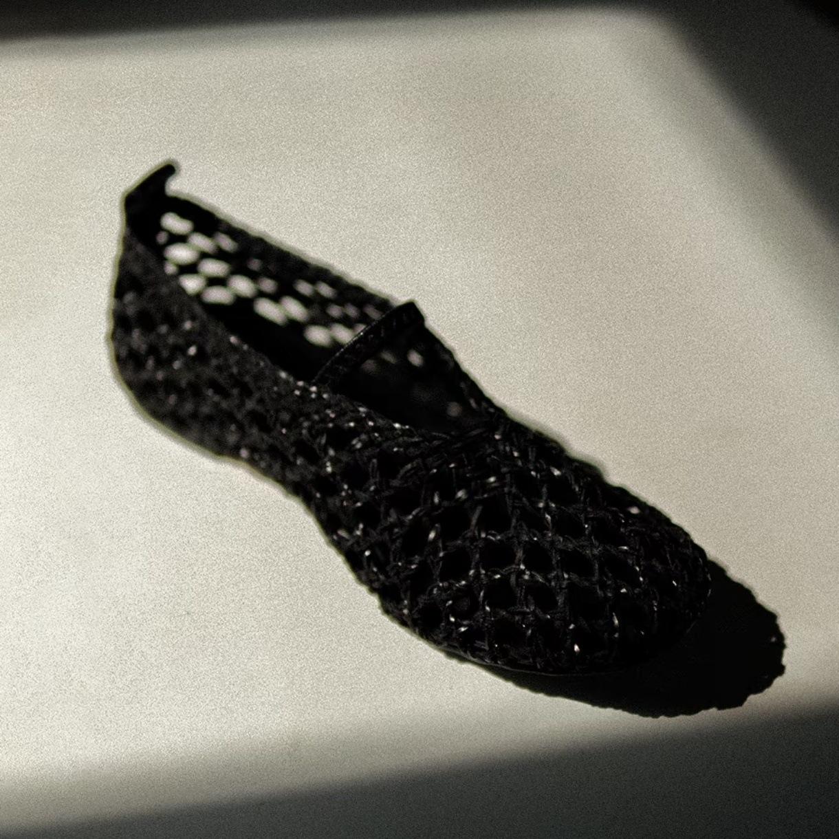 

Корейская версия плетеной вручную серебристой кожи с туфлями-лодочками Мэри Джейн, женские балетки, туфли-сетка 40 чёрный