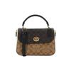 Marlie Canvas Leather Handbag Medium Women's Black Dark Brown (Unisex) Handbags C1563 IMNOX