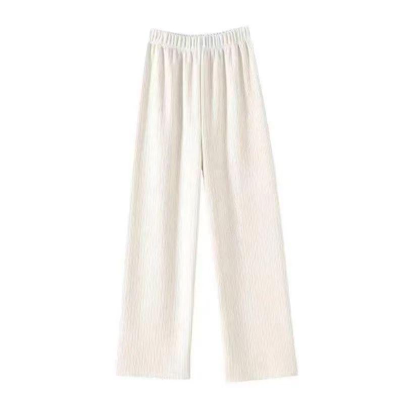 Elegant Korean Style Autumn/Winter Sweater & Fleece-Lined Wide-Leg Pants Set