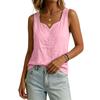 Women's Casual Sleeveless V Neck Loose Fit Solid Color Tank Top Lightweight Summer Blouse for Daily Wear and Outdoor Activities