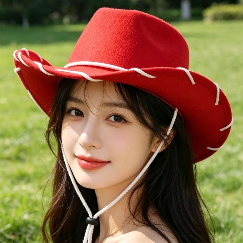 Western Cowboyhüte mit verstellbarem Band Braune Farbe Verstellbare Passform Strapazierfähiges Material für Outdoor-Themenpartys