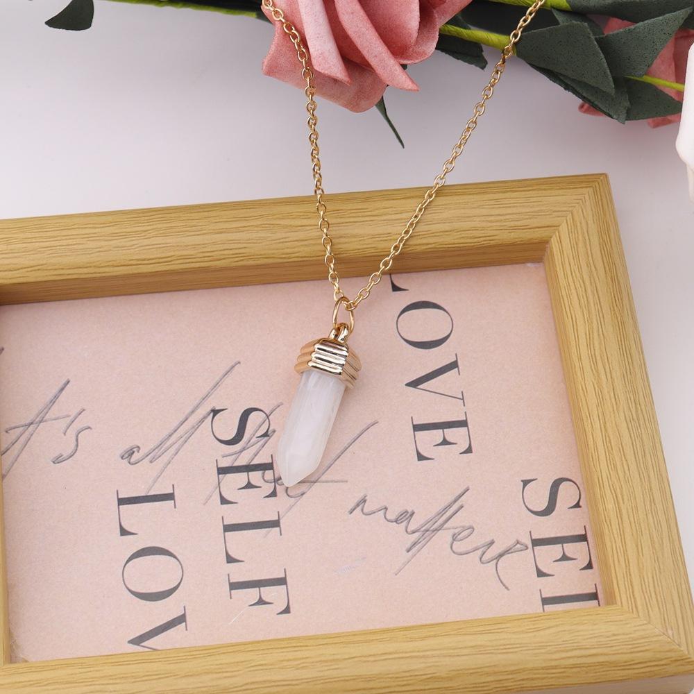 Jewelry Hexagonal Post Pendant Necklace Chain Resin Imitation Natural Stone Pendant Sub Necklace N792