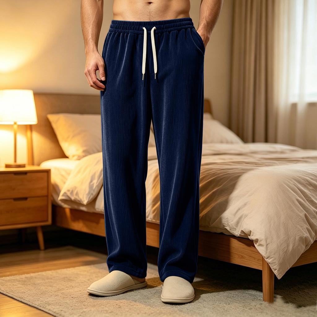 Pantaloni in Velluto a Coste Colorati da Uomo con Tasche - Comodi Pantaloni Casual da Notte per la Casa