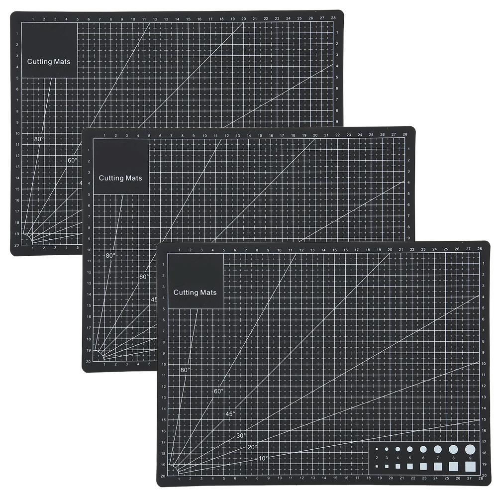 3Pcs Cutting Mat A4 Black Model Cut Pad Paper Rubber Stamp Engraving Scale Board