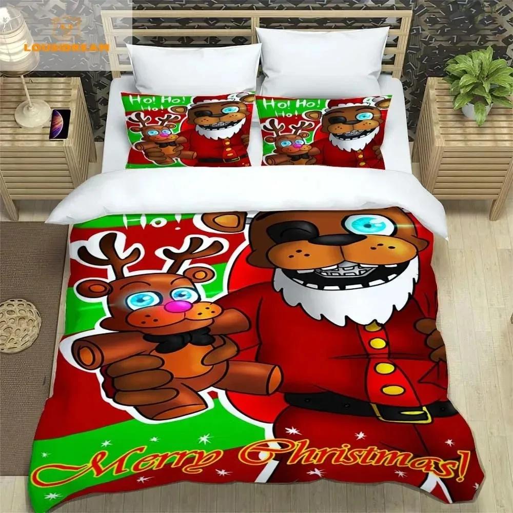 3Pcs F-Five N-Nights At Freddys F-Fnaf Bedding Set Single/Double/Full/Queen/King Size Game Gift For Adults Kids As Bedroom Decor