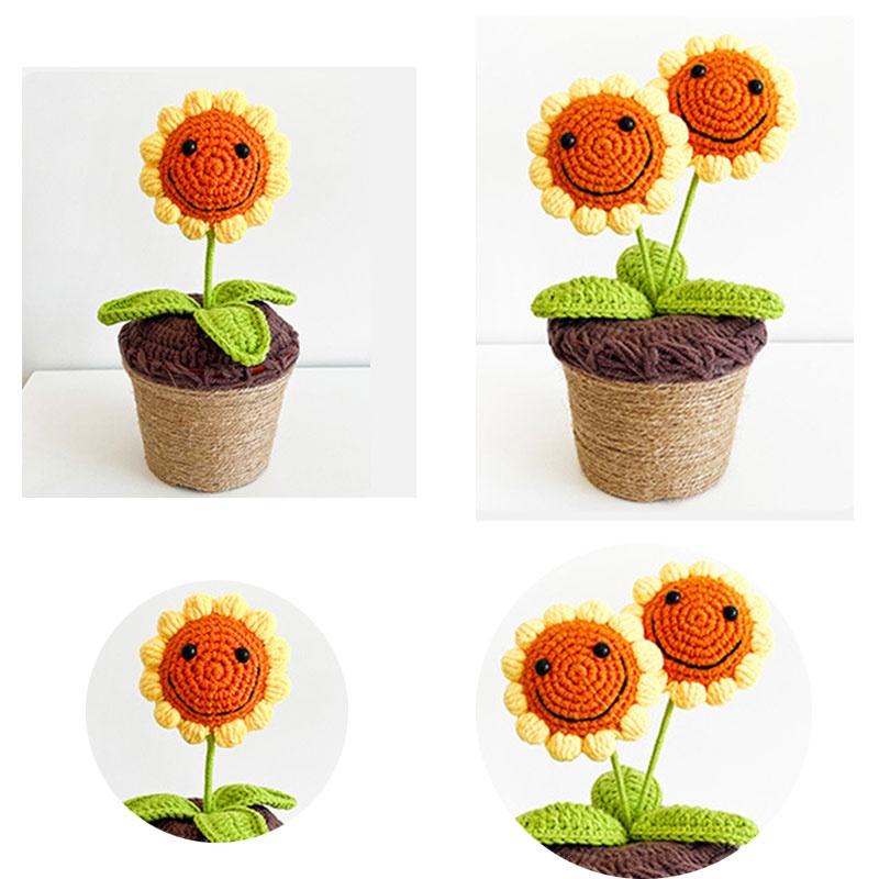 Knitted Sunflower Pot Plant Creative Décor For Your Home