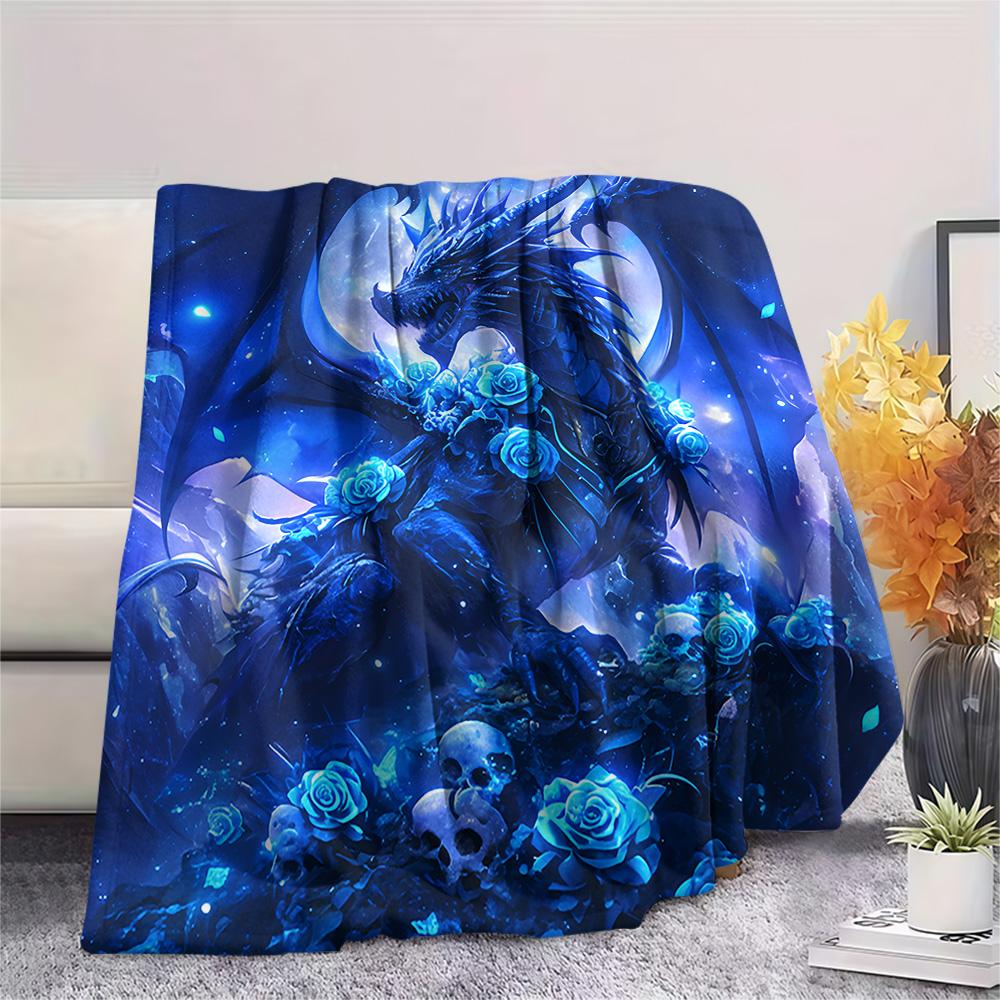Flaneldecke mit Drachenmuster, Hohe Qualität, Bequem für alle Jahreszeiten, Heimdekoration, Wärme und Komfort, Perfekt für Weihnachtsgeschenke