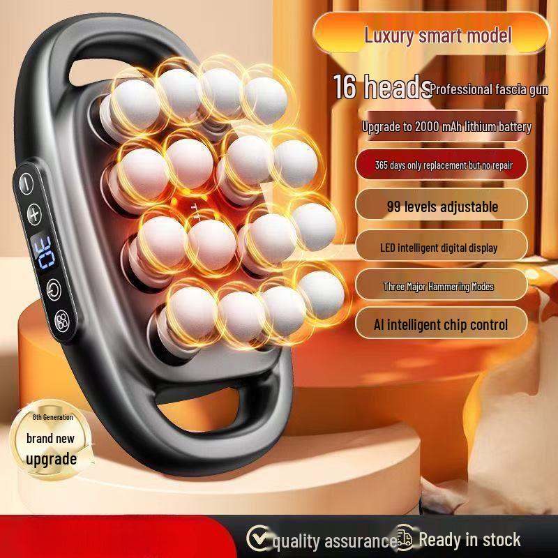 16-Head Professional Neck and Back Fascia Massager for Deep Muscle Relaxation