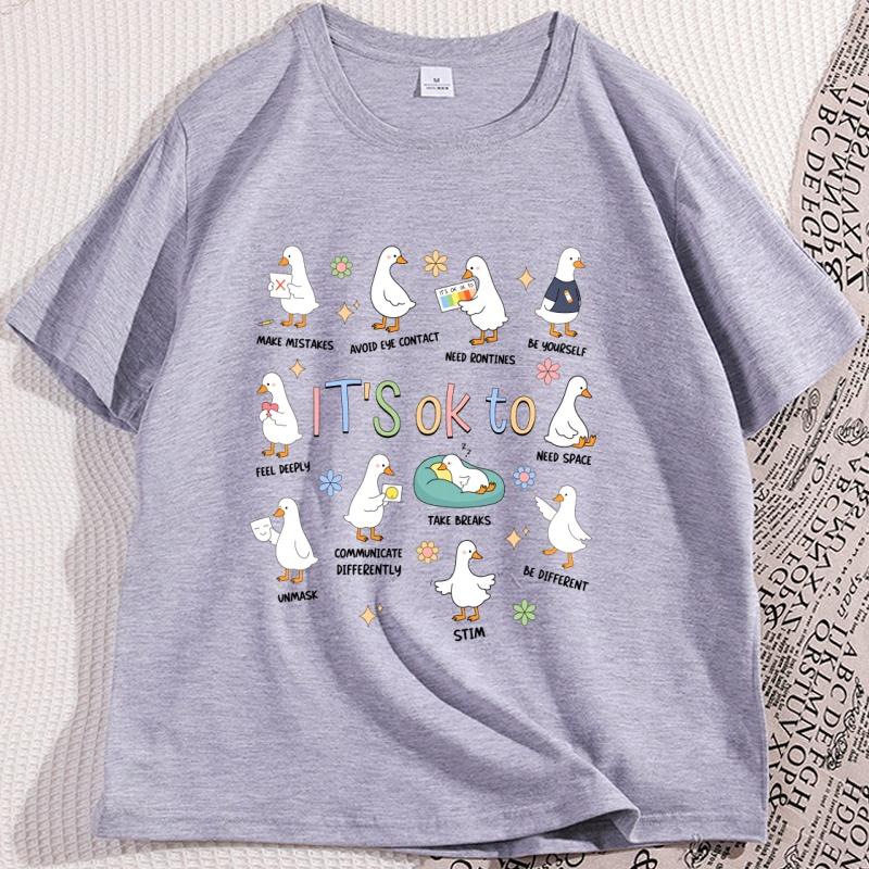 Its Ok To Be Different Autism Goose Tshirt Comfort Special Education Teacher Tee Comfortable Round Neck Short Sleeve Tshirt