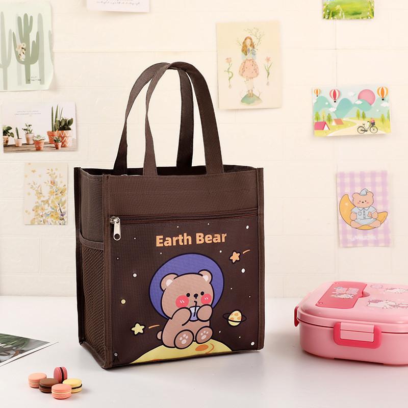 Childrens Cartoon Canvas Lunch Bag With Waterproof Handle For School And Travel