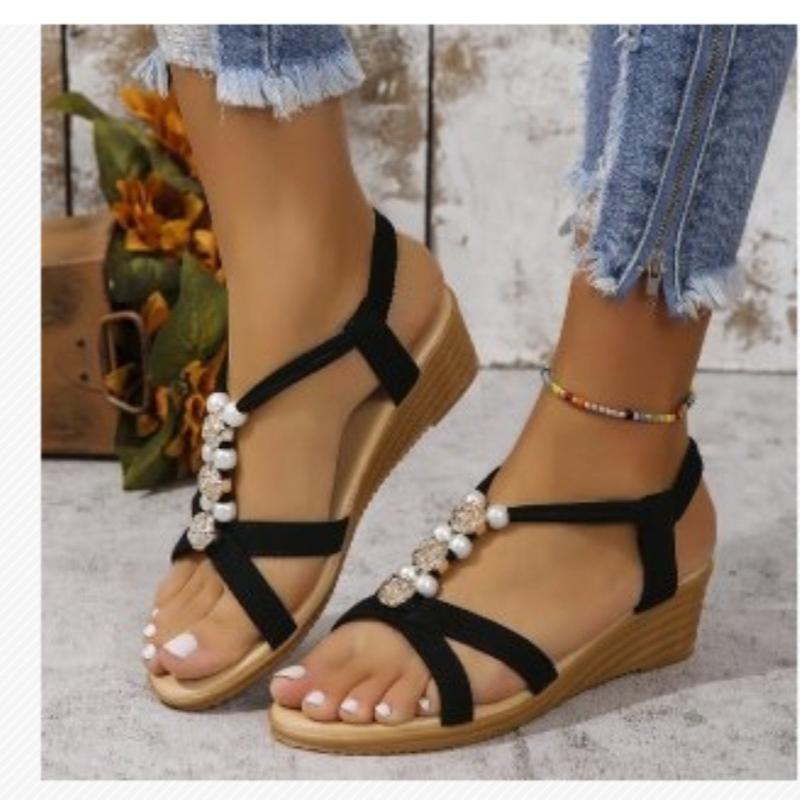 Fashion New Peep Toe Women Solid Color Wedge Sandals Ankle Buckle Non Slip Gladiator Shoes Woman Fashion Chunky Platform Sandalias Mujer