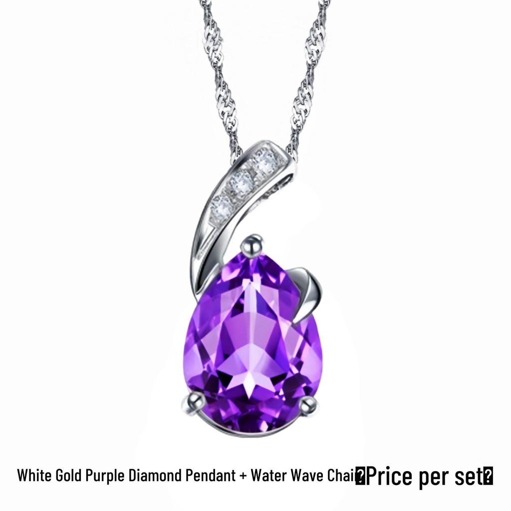 Yi Hua Amethyst Heart Crystal Pendant Necklace for Women
