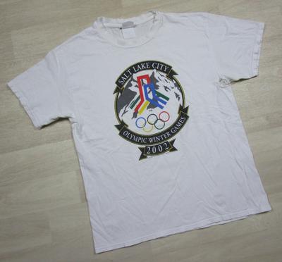 Vintage 2002 Winter Olympic Games T Shirt (L) Salt Lake City Distressed Y2K