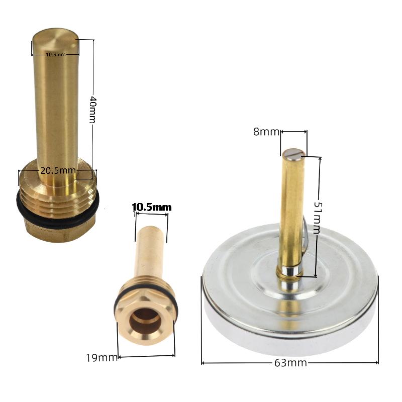Dial Diameter 63mm 1/2 Axial Screw-in Buffer Boiler Heating 120°CWater Temperature Gauge Bimetallic Thermometer WithCopperSheath