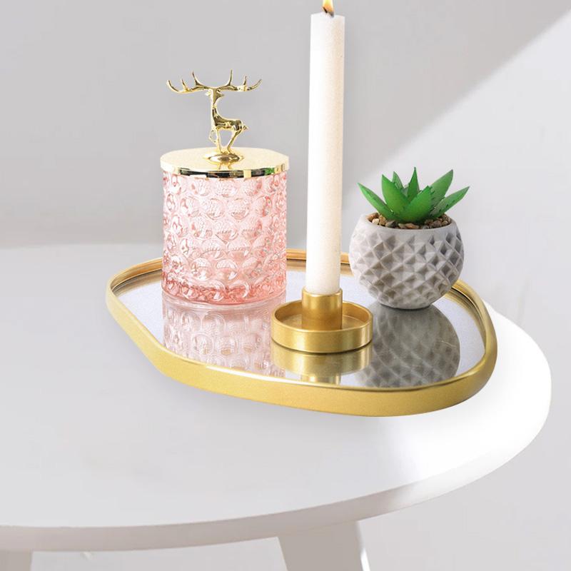 1Pc Potato-shaped Light Luxury Home Table Decoration Gold Nordic Shooting Props Jewelry Mirror Tray