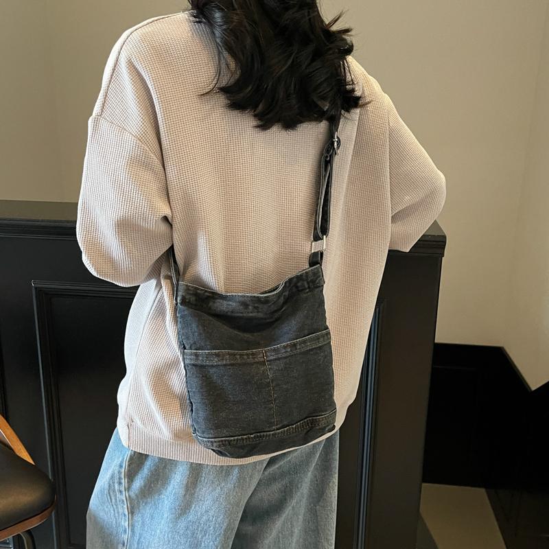 Denim Bag Women's Shoulder Bag Bucket Bag Large Capacity Crossbody Bag