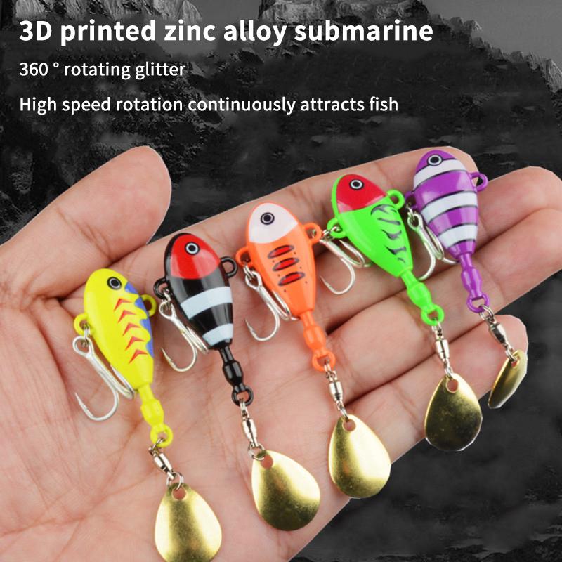 Durable 3D Printed Zinc Alloy Fishing Lures With 360 Degree Rotating Glitter Perfect For Freshwater Saltwater Fishing