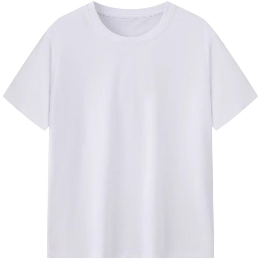 230G Cotton Round Neck T-shirt Men's Thick and Opaque Pure White Short Sleeve Basic Style