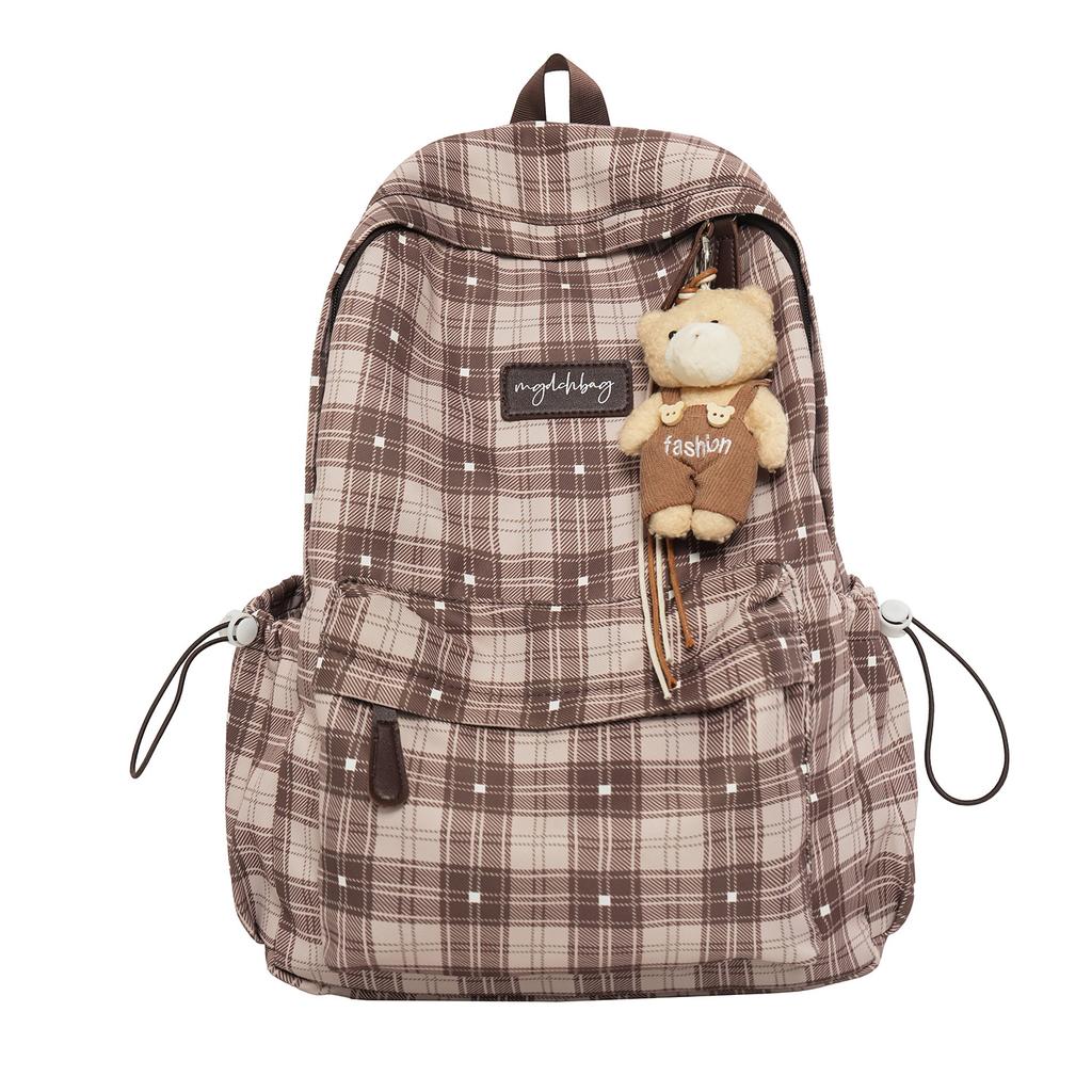 Schoolbag New Retro Plaid Schoolbag Women's High-value College Style Junior High School Student Fashion Versatile Mori Backpack
