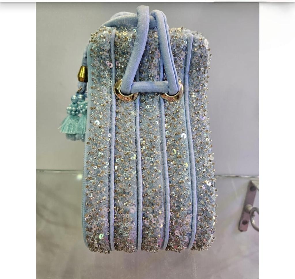 Embroidered Ladies Handbag Handmade Blue Purse Party Clutch Bag for Women Affordable Gifts for Mom Friend Bridesmaid Wedding Gift for Her
