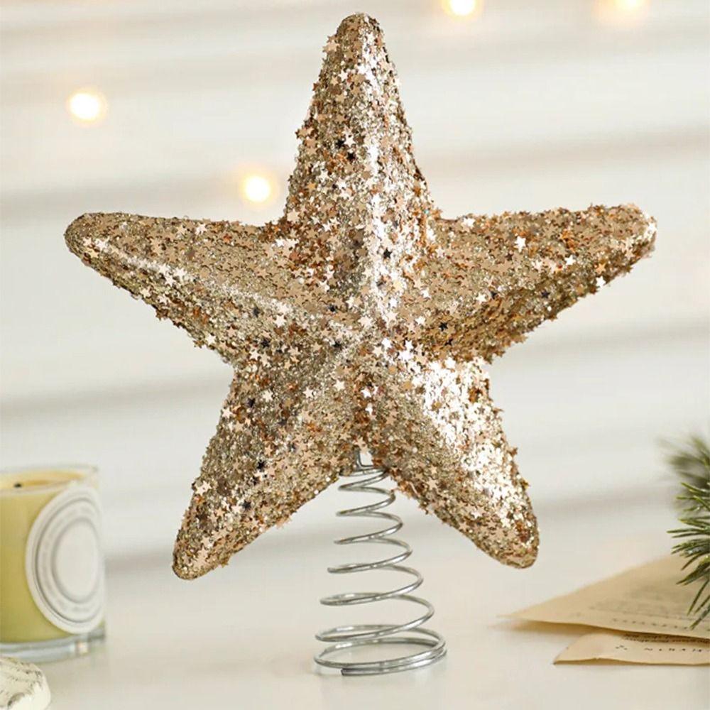DIY Glitter Star Decoration Unique Xmas Tree Ornament Pentagram Decoration New Year Party
