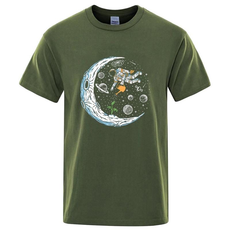 Summer Mens Tshirt 100 Cotton Casual Funny Astronaut Design Print Loose Oneck T Shirt for Men Short Sleeve Male Tshirt Tees