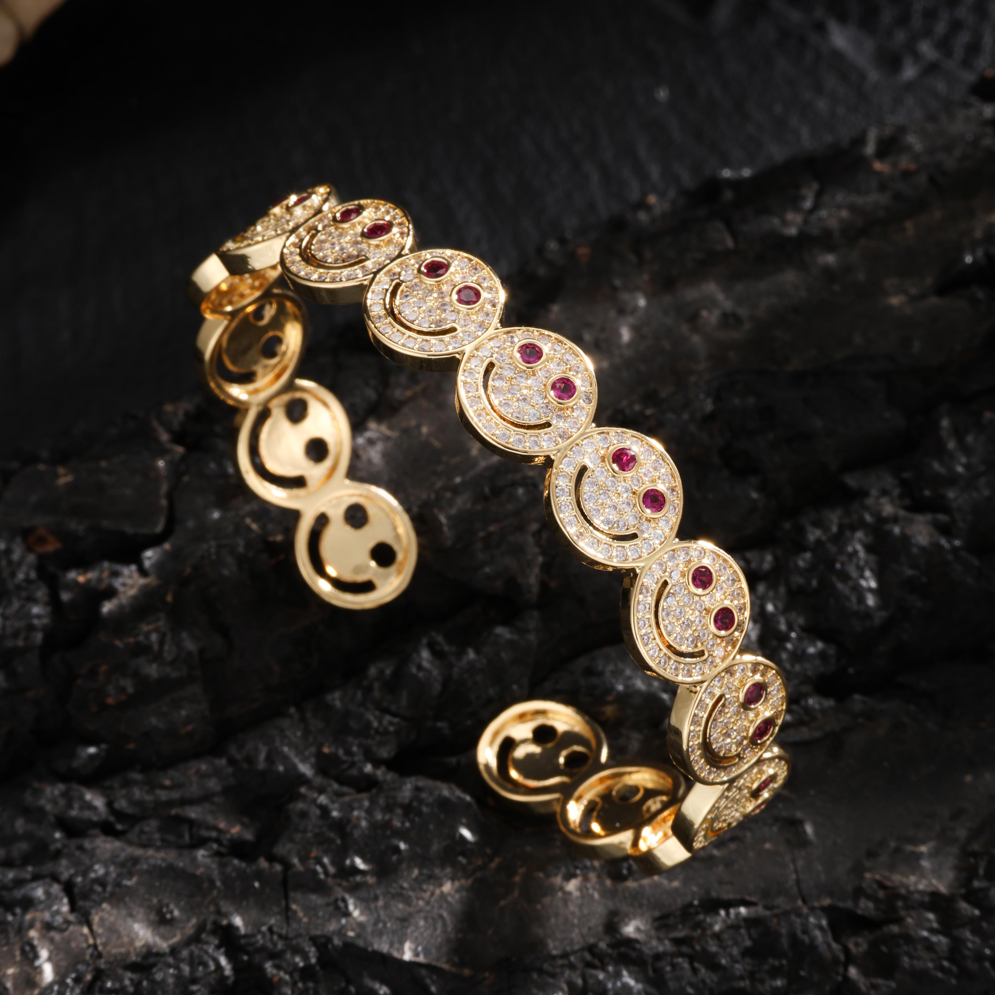 

1pc Luxury Exquisite Smiling Face Bracelet Is Suitable For Daily Travel, Parties, And Banquets To Wear Fashionable Zircon