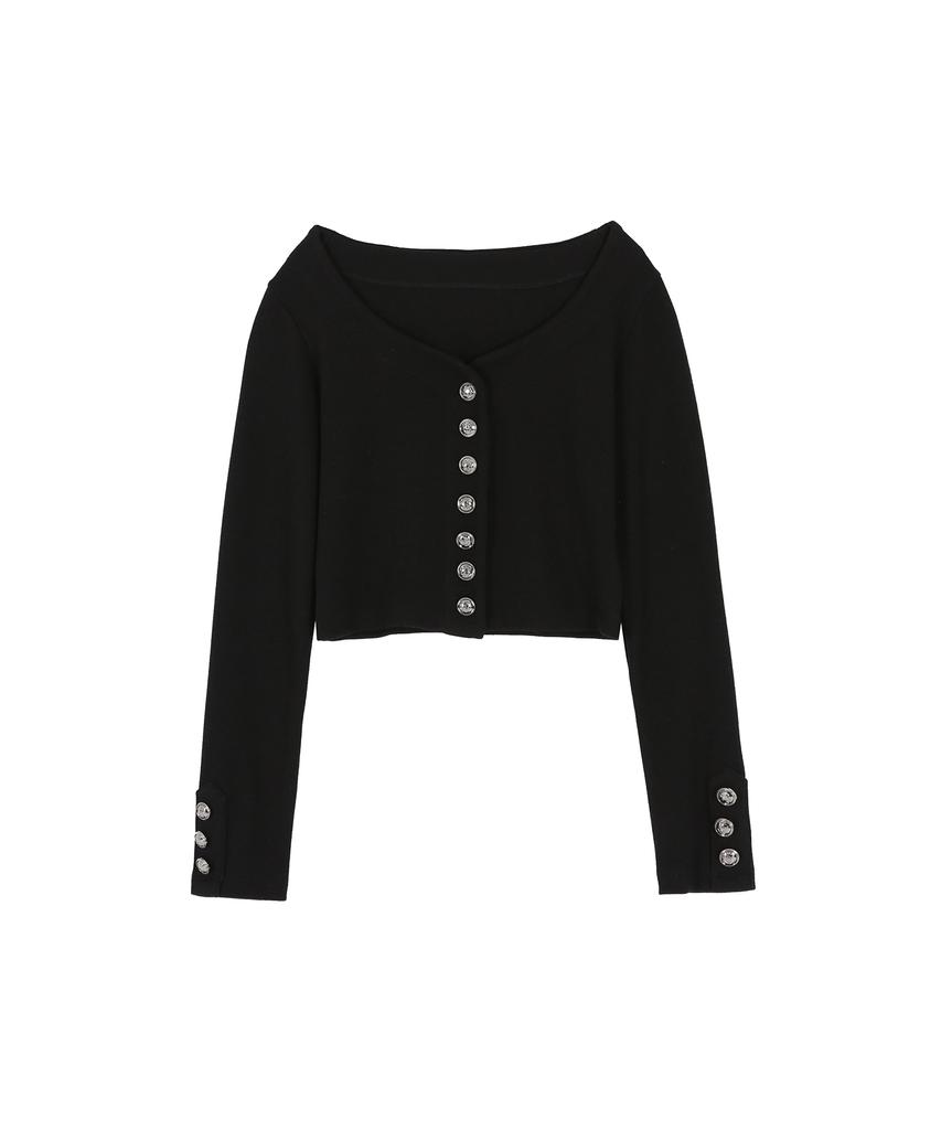 Iseeae Button-Up Antique Cardigan (Black)