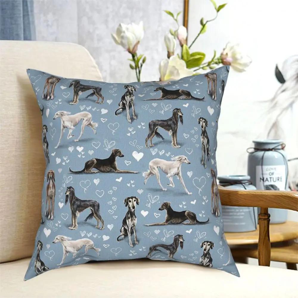 DIY The Saluki Square Pillow Case Polyester Cushions for Sofa Dog Animal Lover 45*45cm Cushion Covers