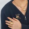 Exaggerated Gold Alloy Spider Pendant Necklace, Ring, Brooch, and Earrings Set