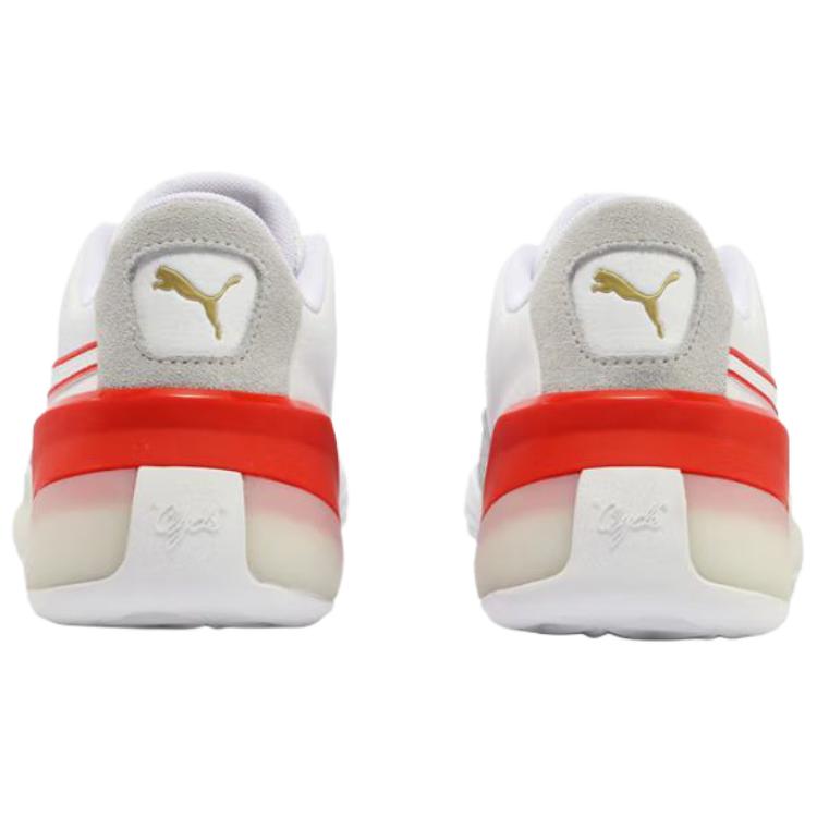 Puma Clyde Hardwood Versatile Comfortable Non-Slip Durable Low-Top Basketball Shoes Unisex Sneaker White Red 311900-02