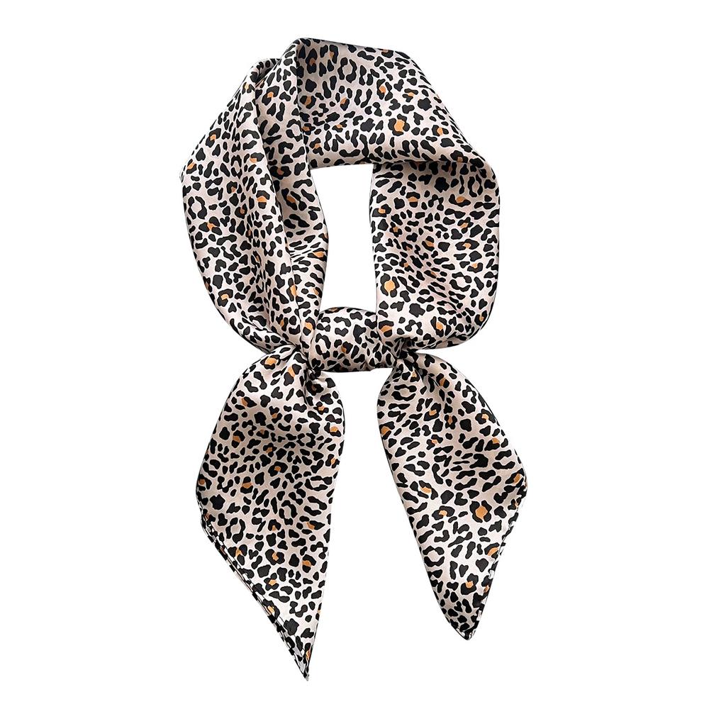 Retro Leopard Print Spring And Summer Light And Thin Small Square Scarf Office Air-Conditioned Room Foreign Style Shawl