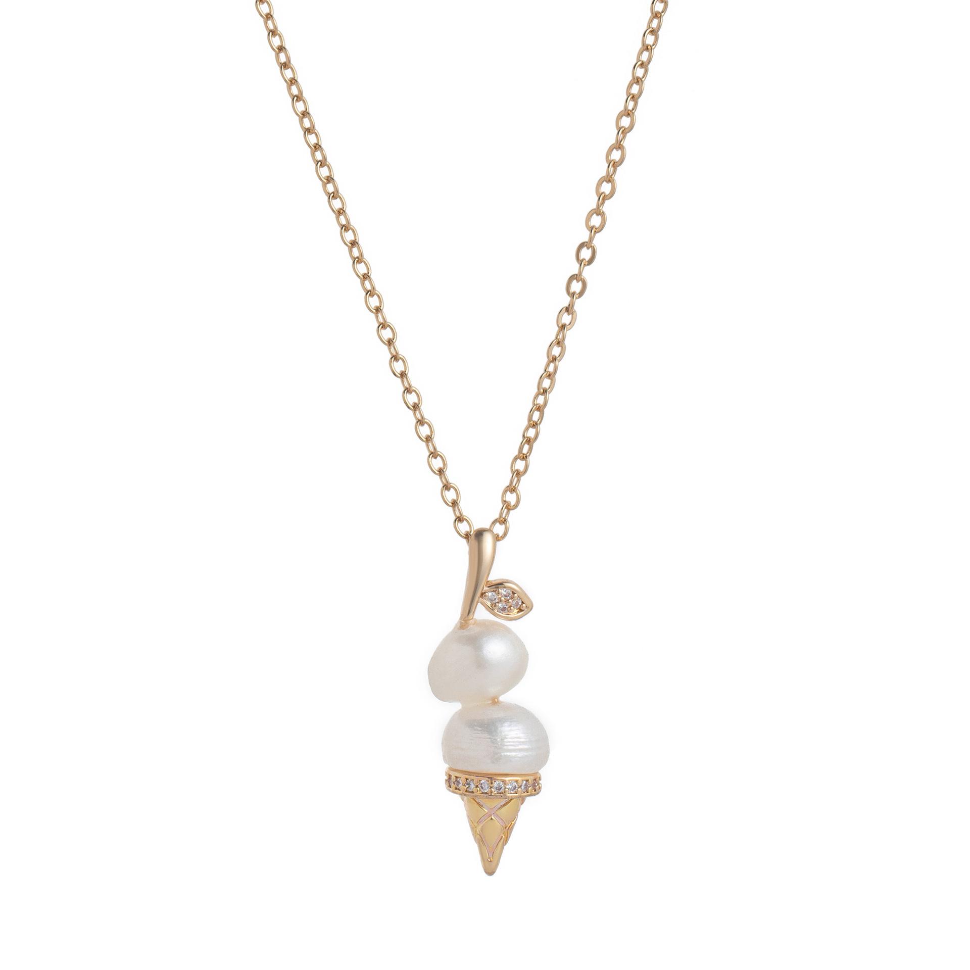 

Fashion Pearl Chain Ice Cream Necklace Women S Light Luxury Niche Design Clavicle Chain Jewelry