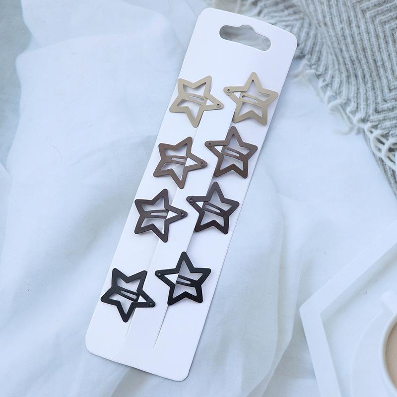 8Pcs/set Japanese Korean New Coffee Color Matte Bb Clip Metal Bangs Broken Hairpin DIY Paint Hairpin Hair Accessories