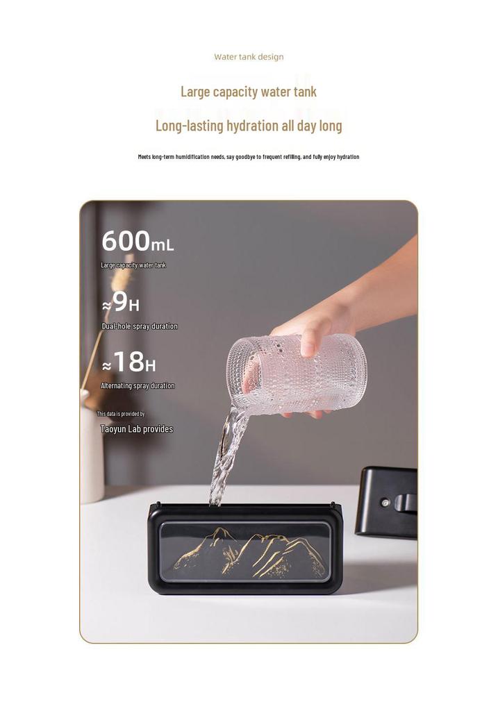 Creative USB Snow Mountain Humidifier: Dual Spray, Large Mist Output, with Ambient Light for Home or Bedroom