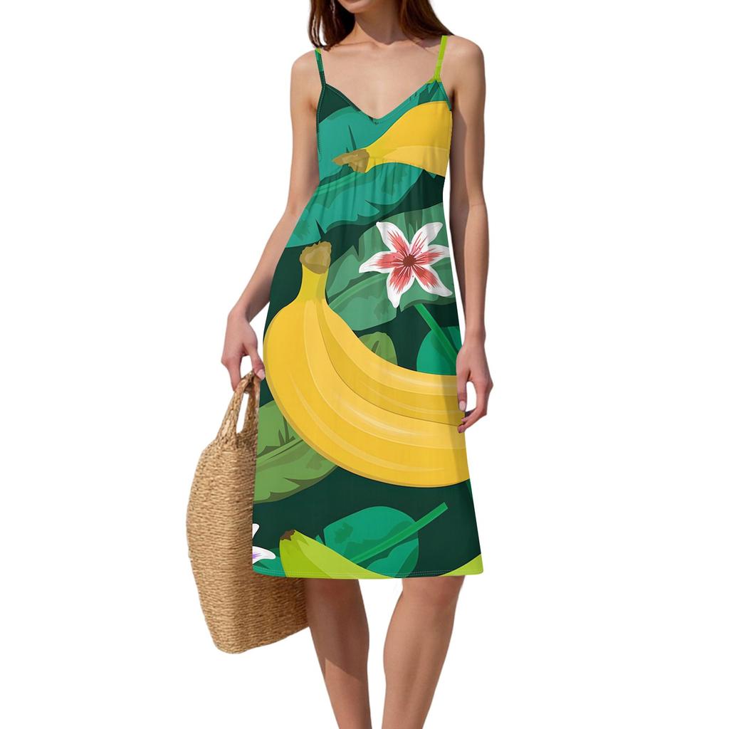 Women's Spaghetti Strap Backless Bow Loose Casual Beach Holiday Dress Sundress