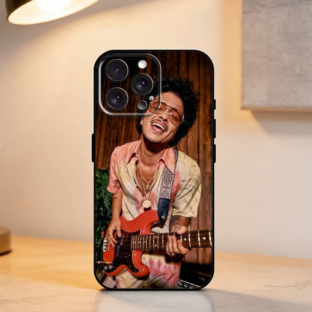 V-Vintage Pop S-Singer B-Bruno Mars    Phone Case For iPhone 17,16,15,14,13,12,11 Plus,Pro Max,XS,Soft Silicone Black Cover
