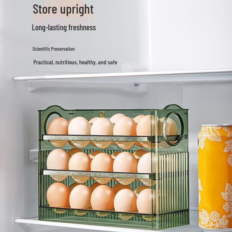 Automatic Flip Egg Storage Box - Kitchen Egg Tray & Duck Egg Holder for Refrigerator Side Door