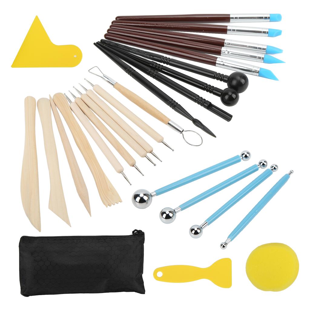 27 Pcs Clay Tools Multipurpose DIY Pottery Clay Crafts Polishing Engraving Tool Set for Modeling Sculpting