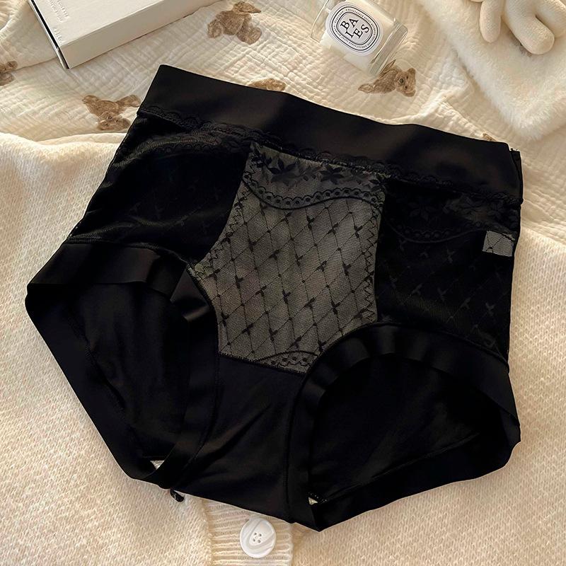 Ladies Spring and Autumn Lace 7A Antibacterial Breathable Non Trace Abdominal High Waist Briefs