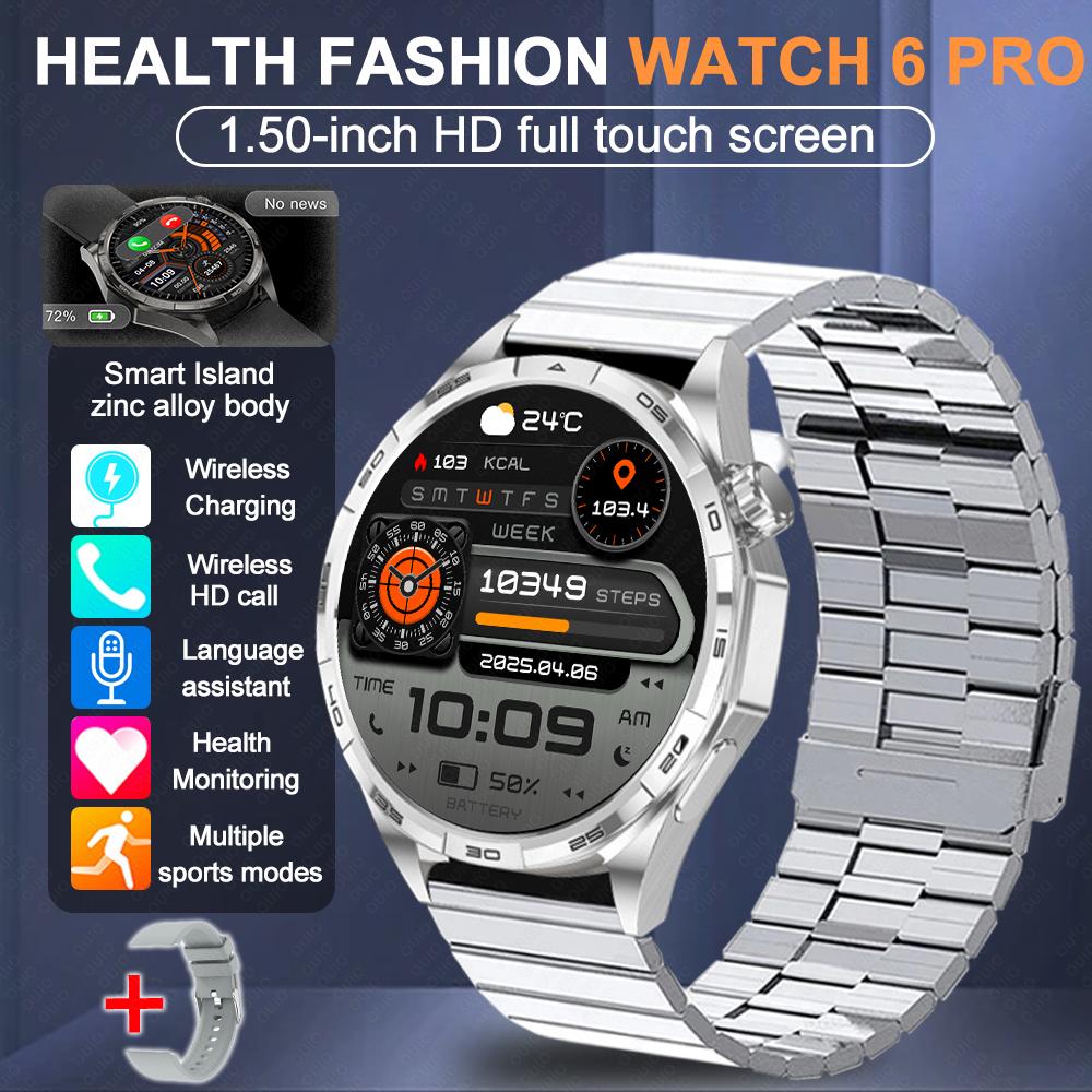 2026 New Watch 6 Pro Outdoor Sports Smart Watch Men 1.50” HD Screen GPS Track Tracking Altimeter Pressure Heart Rate Smart Watc