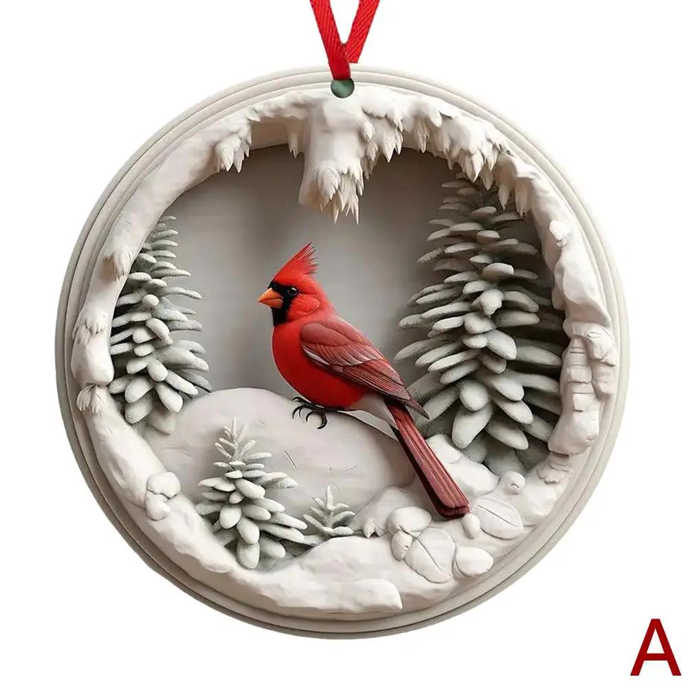 

1/4PCS Cardinal Bird Christmas Tree Ornaments Hanging Pendants Christmas Decorations For Home 2025 Navidad Gifts New Year 2 E5M3